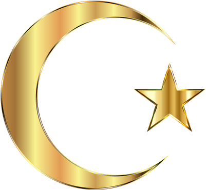 Crescent Moon Star Shiny Glossy Colorful C - Gold Crescent Moon (369x340), Png Download