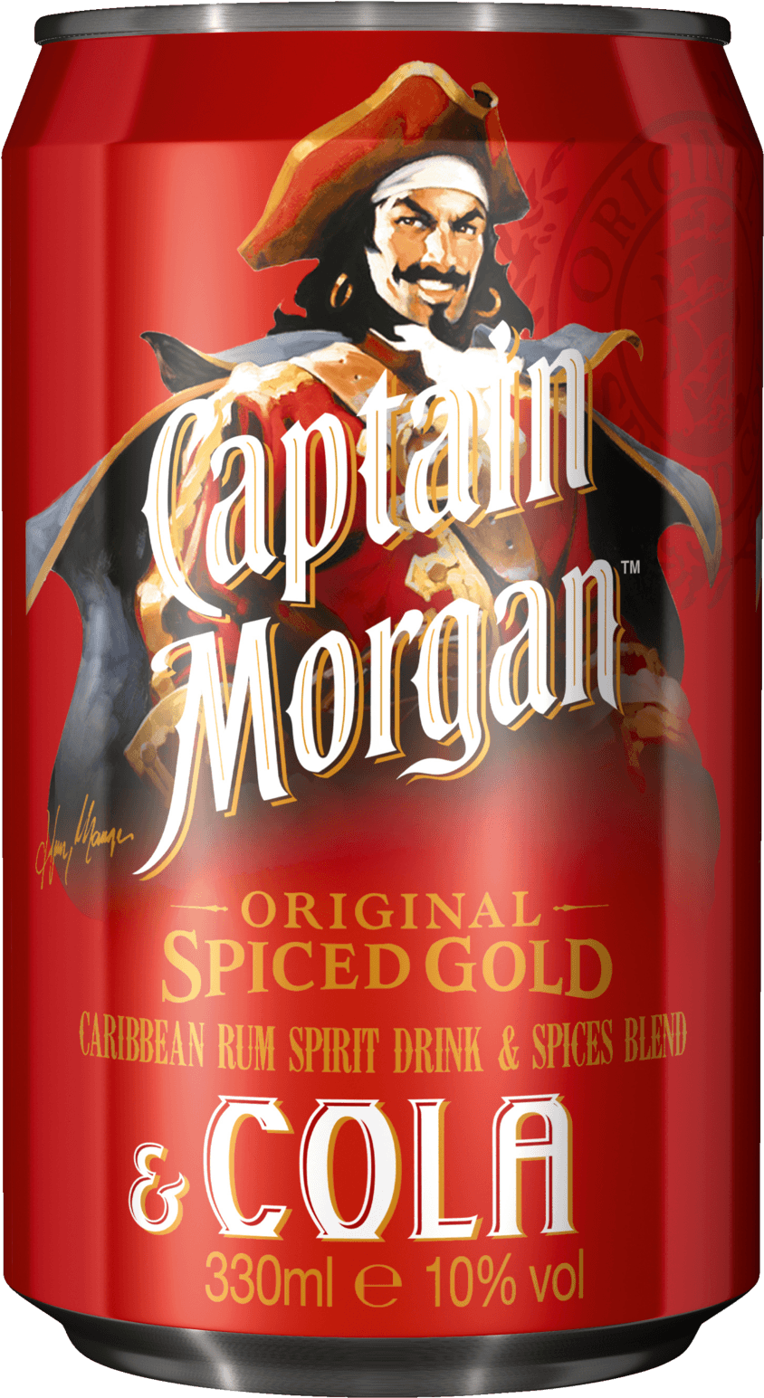 Captain Morgan Spiced Rum And Cola 330ml (1600x1600), Png Download