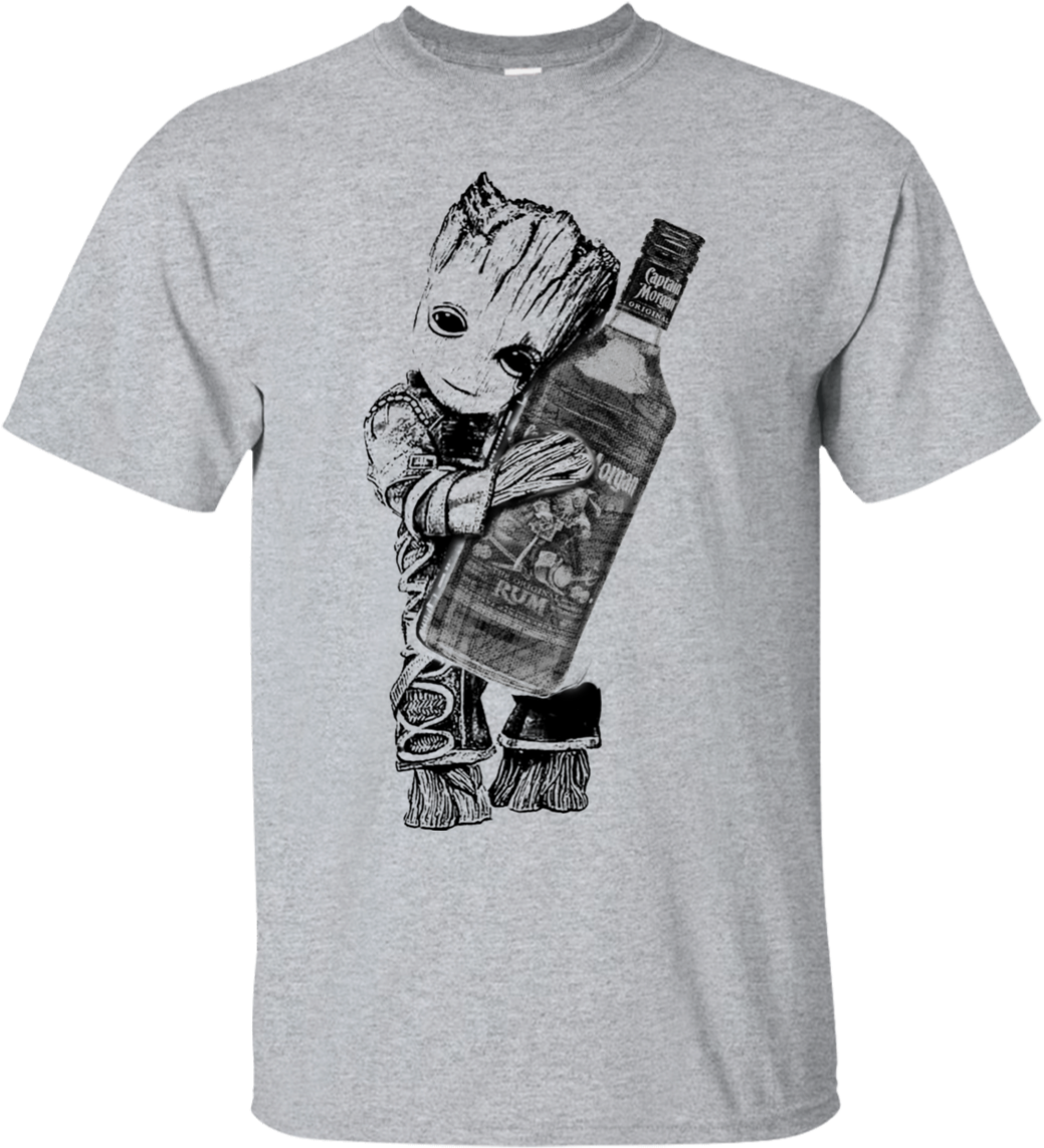 Baby Groot Loves Captain Morgan Rum T Shirt Hoodie - Groot Jameson T Shirt (1155x1155), Png Download