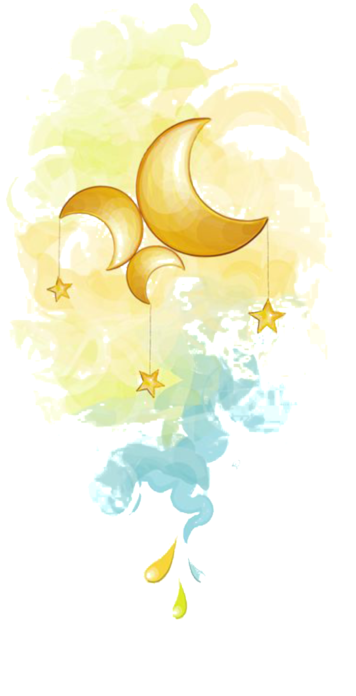 Painted Fairy Moon And Star Pattern Elements - Stars And Moon Watercolor Clipart (1024x1687), Png Download
