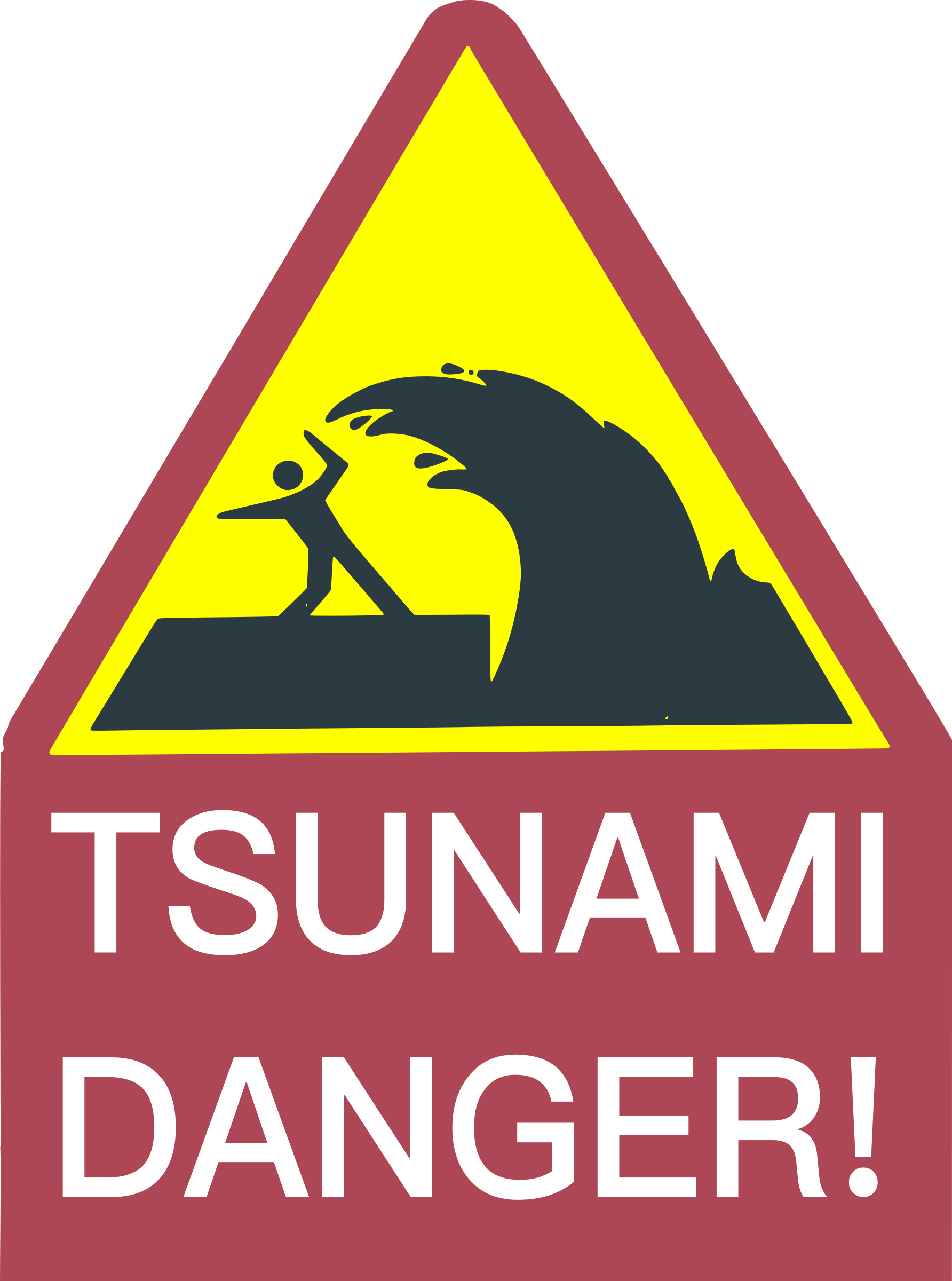 This Free Icons Png Design Of Tsunami Danger Sign (1784x2400), Png Download
