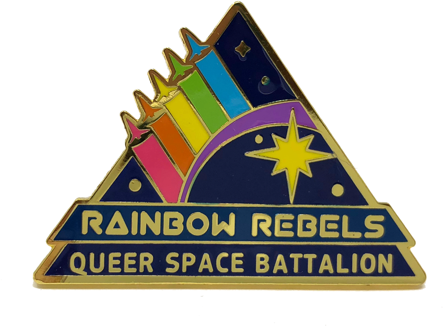 Rainbow Rebels Queer Space Battalion Enamel Pin - Label (1000x1000), Png Download