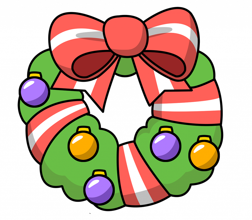 Christmas ~ Christmas Wreath Clip Art Clipart Garland - Cartoon Christmas Pictures Clip Art (1024x897), Png Download