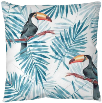 Watercolor Seamless Pattern 3 Throw Pillow • Pixers® - Zazzle Grey Toucan | Add Your Name Tri-fold Wallets (400x400), Png Download