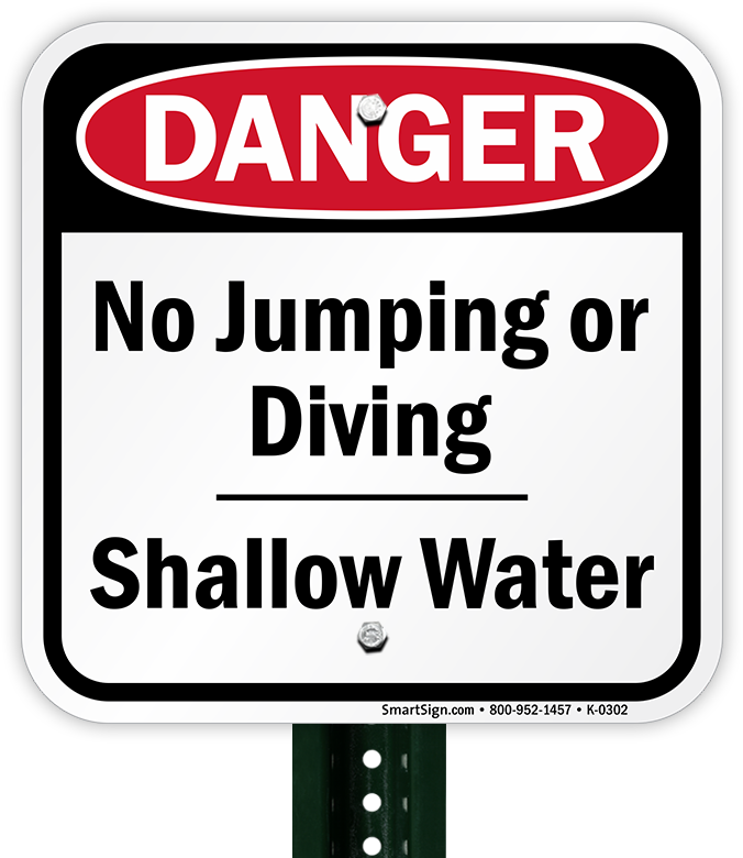 No Jumping Or Diving Shallow Water Danger Sign - Sign (800x800), Png Download