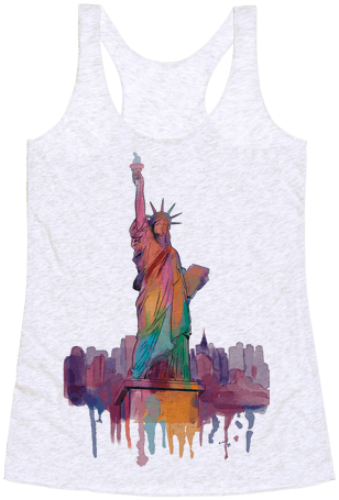 Statue Of Liberty Watercolor Racerback Tank Top - Statue Of Liberty (484x484), Png Download