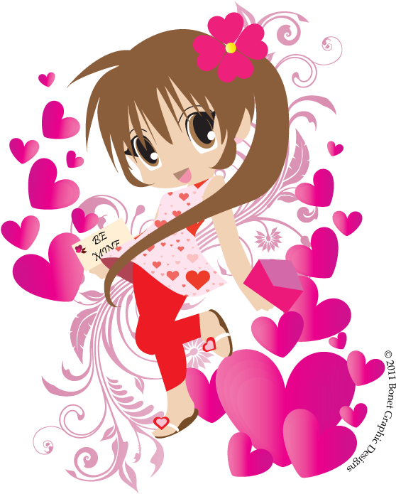 Bonet Graphic Designs - Anime Chibi Valentine Girl (720x720), Png Download