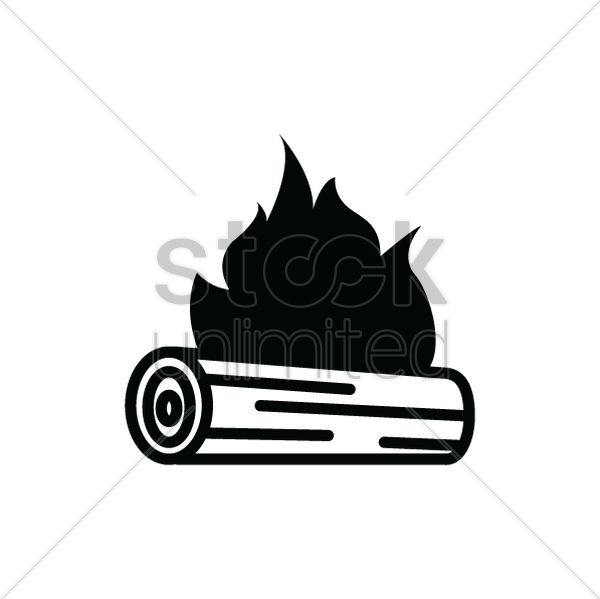 Fire At Getdrawings Com Free For Personal - Log On Fire Drawing (600x599), Png Download