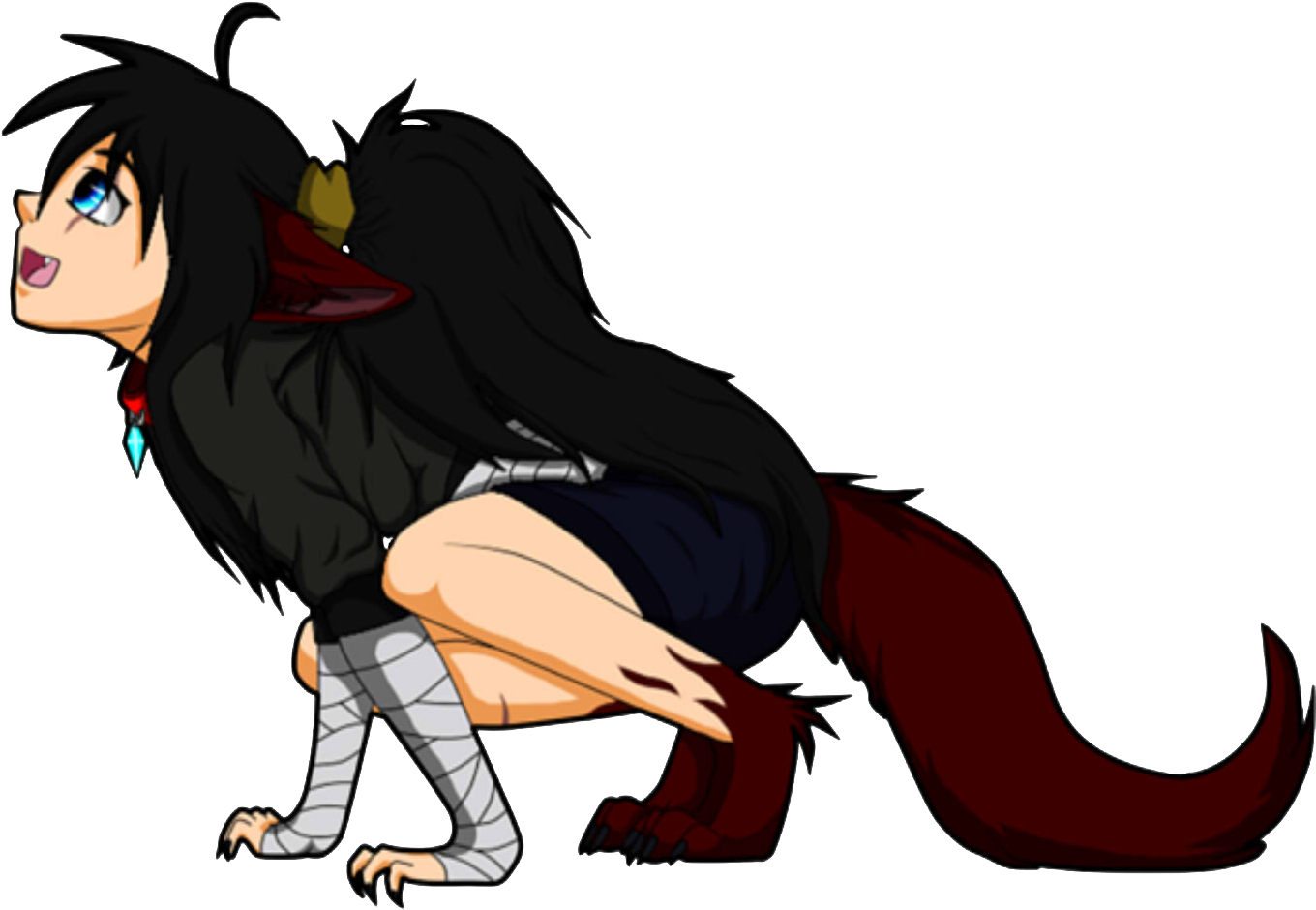 Anime Wolf Girl Drawing (1600x1200), Png Download