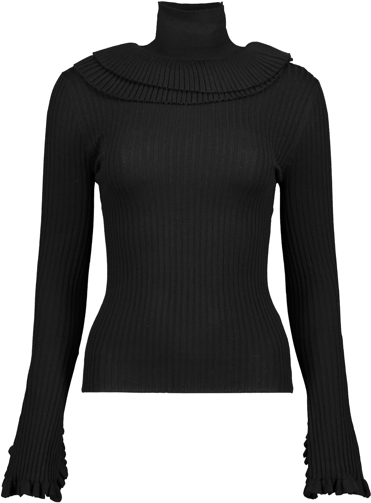Ruffle Turtleneck Sweater In Black - Sweater (1280x1920), Png Download