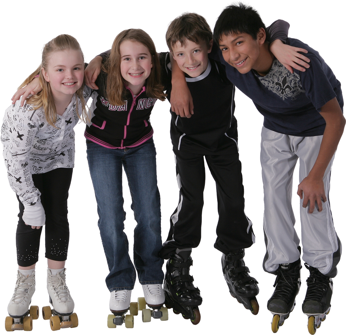Afternoon Skate - 2 Boys 2 Girls Picture Together (1030x998), Png Download