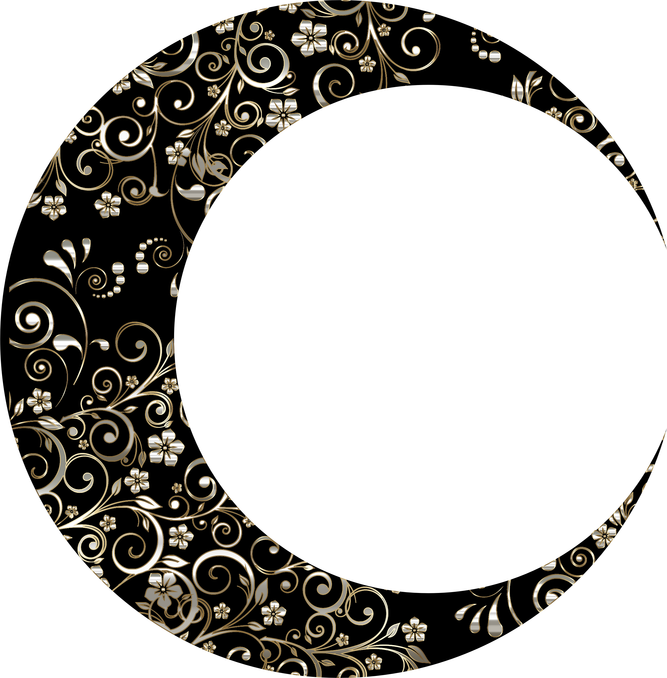 This Free Icons Png Design Of Gold Floral Crescent (2264x2304), Png Download