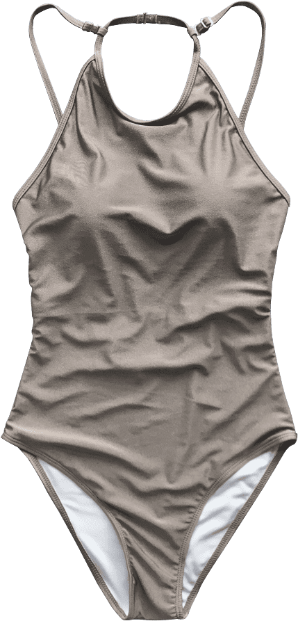 Open Back High Neck Swimsuit - Open Back High Neck One Piece Swimsuit (700x931), Png Download