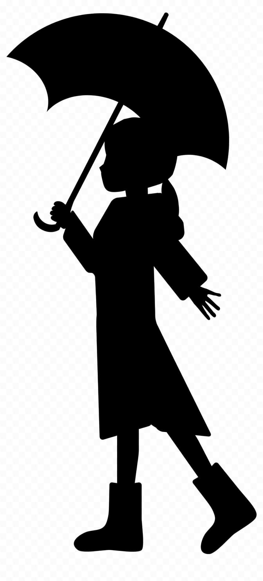 Girl Umbrella Png File - Girl With Umbrella Silhouette Clip Art (840x1852), Png Download