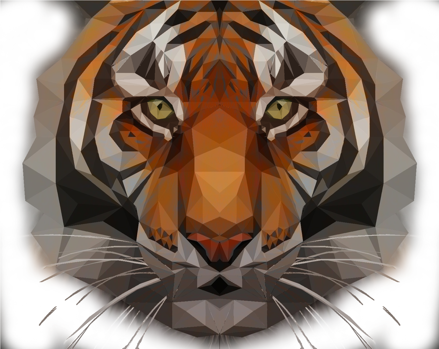 Some Low-poly Art Of A Tiger - Tiger Face Low Poly (1584x1200), Png Download