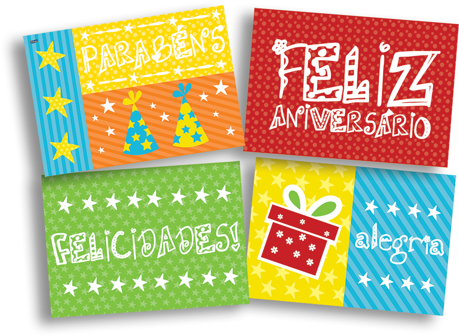 Pa - Felizaniver - Convite Feliz Aniversário Com 8 Unidades Festcolor (990x990), Png Download