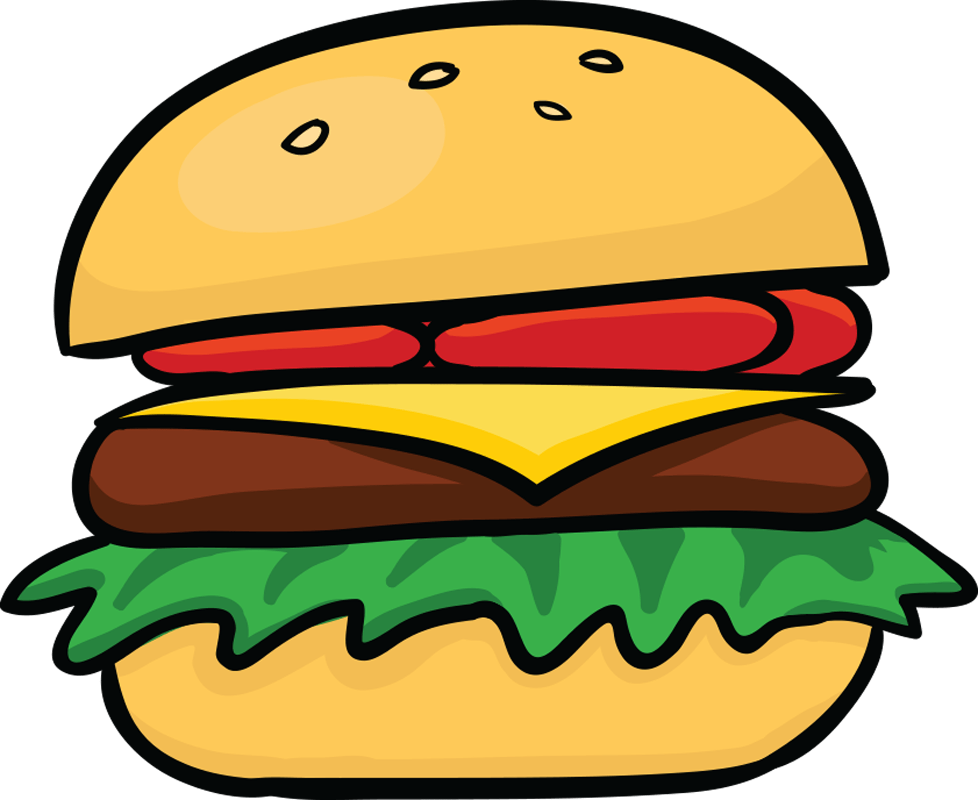 Junk Food Sticker & Emoji Pack For Imessage Messages - Cartoon Picture Of Burger (2000x1636), Png Download