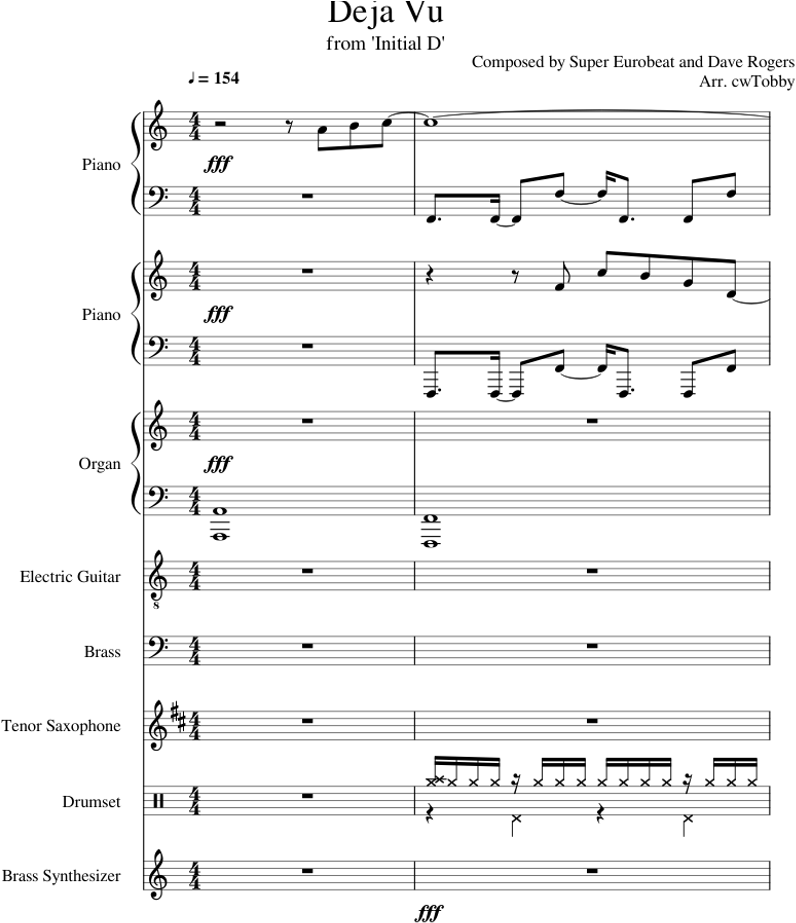 'deja Vu' From Initial D Sheet Music For Piano, Synthesizer, - Violin Experience Ludovico Einaudi Sheet Music (850x1100), Png Download