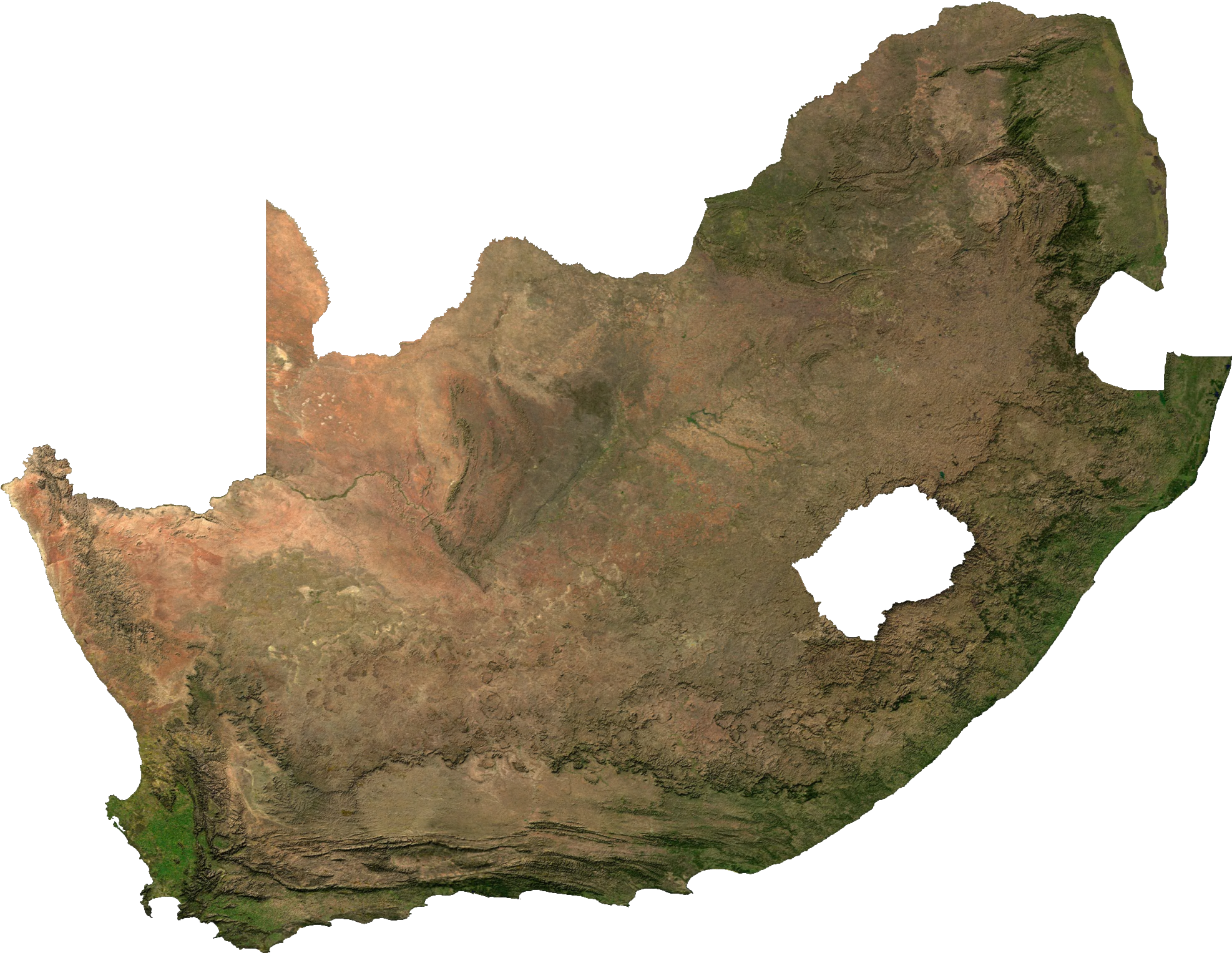 South Africa Sat - South Africa Satellite Map (1974x1527), Png Download