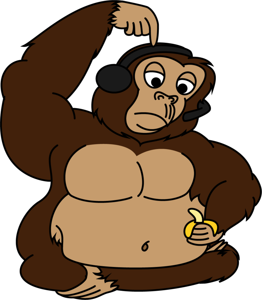 Gorilla Clip Cartoon Fat Banner Free Library - Fat Monkey Png Cartoon (834x957), Png Download