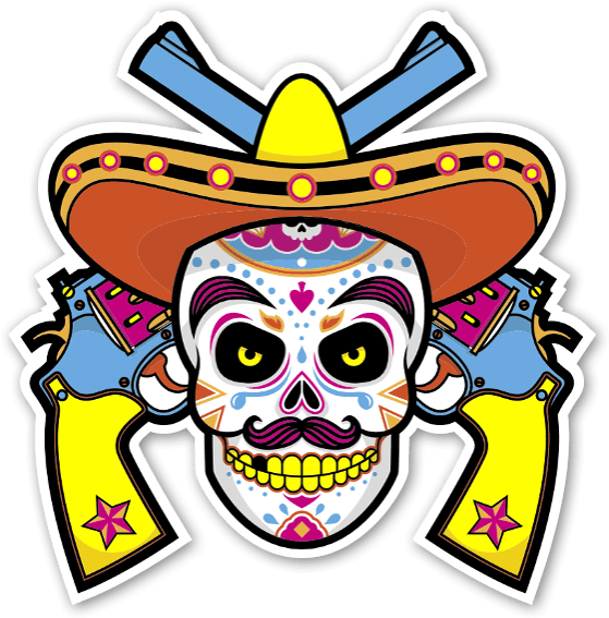 The Mexican Skull Sticker - Stickers Mexicanos Png (590x600), Png Download