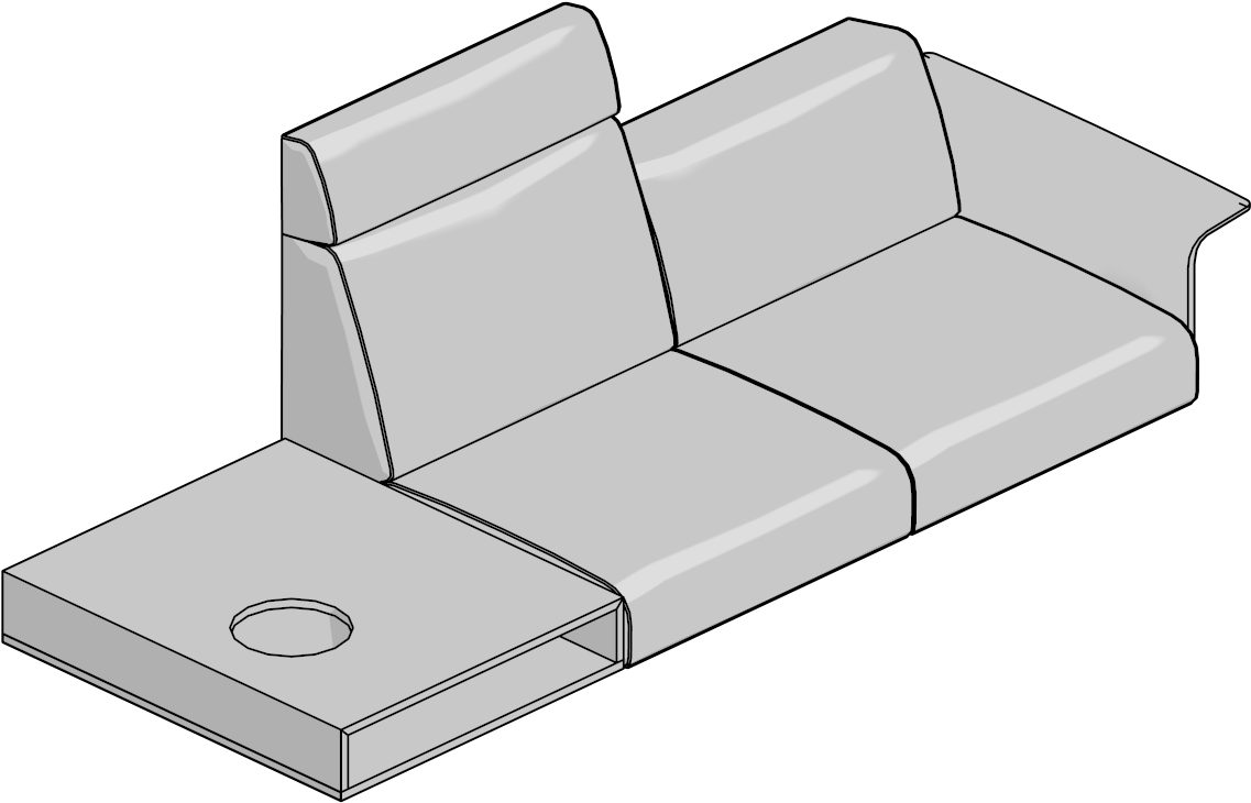 Lnge-3 Seat,leg Base,box Table Left,no Arm - Outdoor Sofa (1200x1200), Png Download