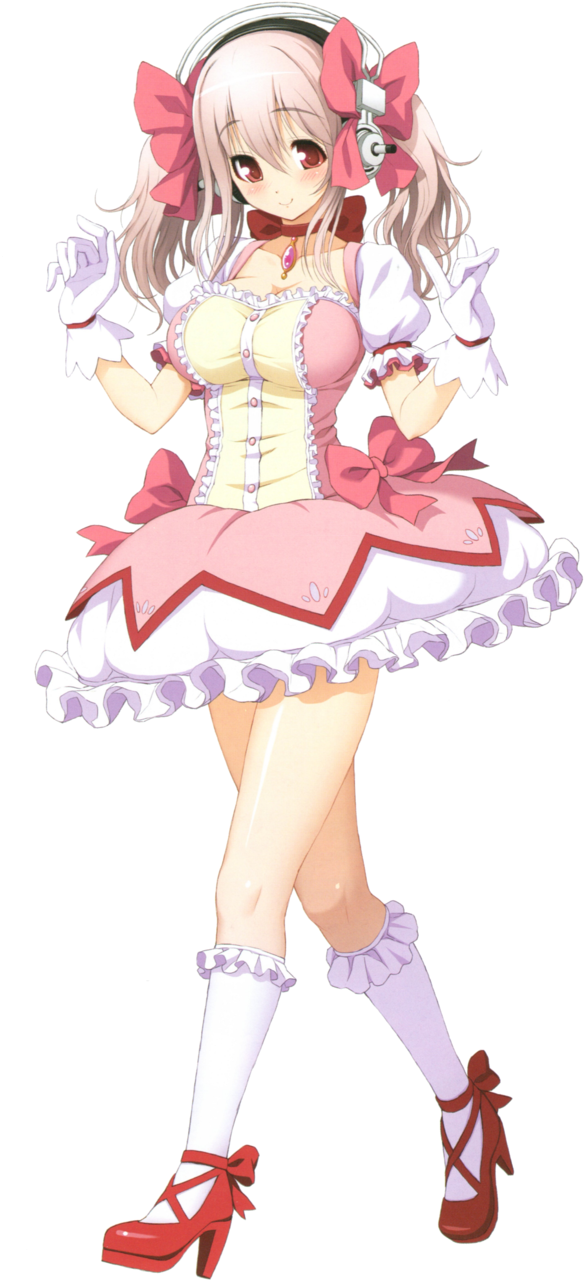 Super Sonico - Super Sonico Madoka Cosplay (615x1300), Png Download