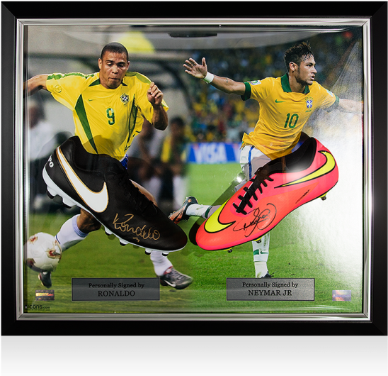 Ronaldo & Neymar Jr Autographed Nike Boots Signature (650x665), Png Download