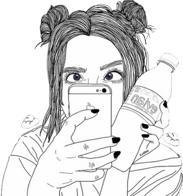 Outline Of Girl Coloring Pages (698x685), Png Download
