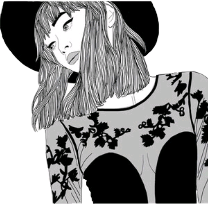 Outlines Tumblr Soledad Blackandwhite - Bed Girl Tumblr Çizimleri (719x727), Png Download