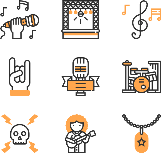 Rock And Roll - Concert Rocker Linear Flat (600x564), Png Download