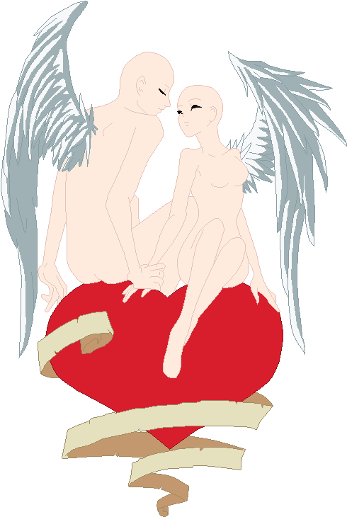 Anime Angel Couple Base (534x800), Png Download