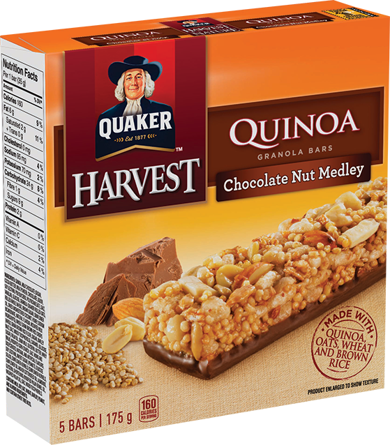 Quaker® Harvest Quinoa Chocolate Nut Medley Granola - Fruits And Nuts Bar (559x638), Png Download