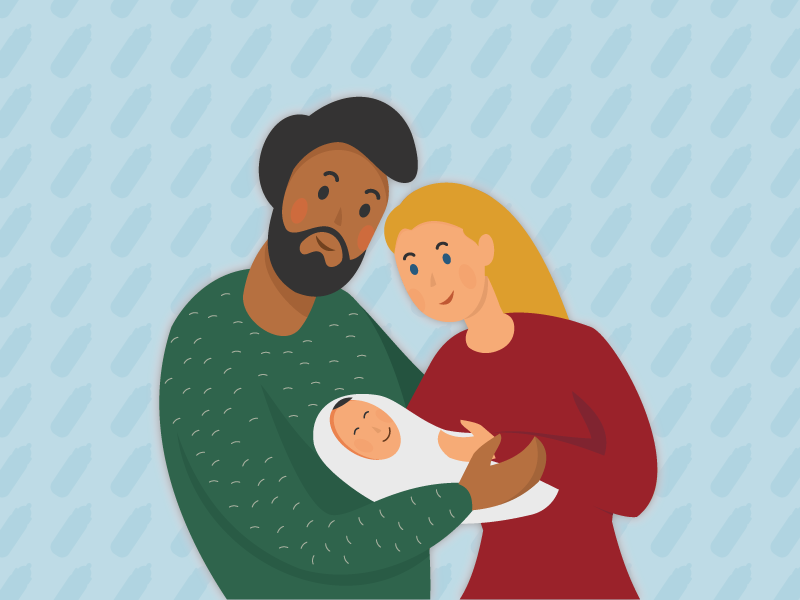 Baby Cute Illustrator New Born Parents Baby Illustration Illustration Full Size Png Download Seekpng