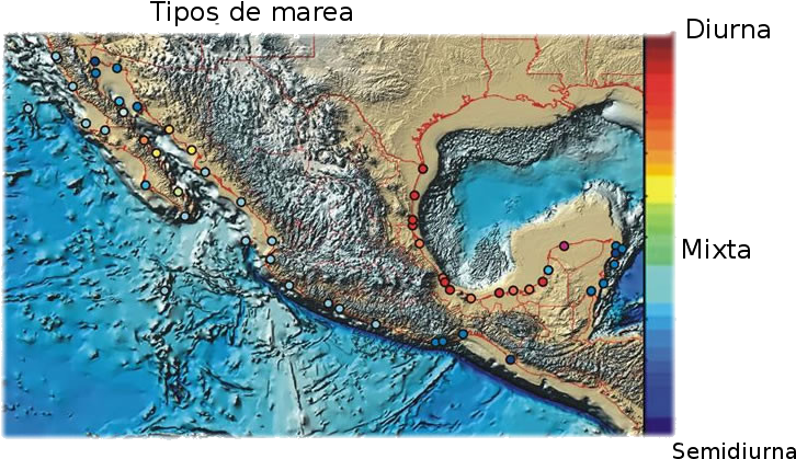 El Punto Medio Indica El Tipo De Marea Mixta Con 50% - Mareas Del Golfo De Mexico (730x427), Png Download