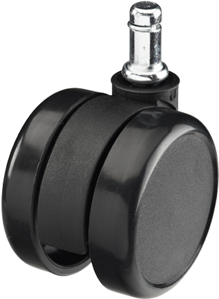 Black 65mm Twin Hard Wheel Caster - Black Twin Caster Wheels (800x457), Png Download