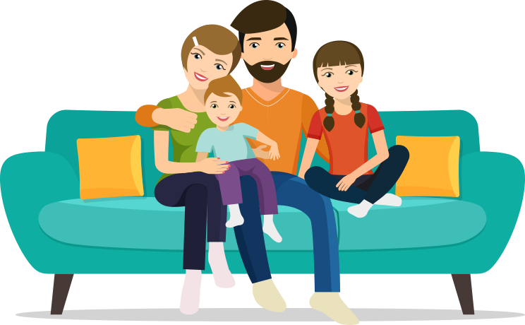 People Sitting On A Couch Png Clip Art Free Download - Sitting On Sofa Png (744x460), Png Download