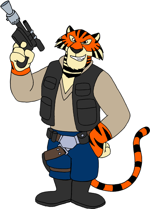 Space Tiger Mascot - Tiger With A Gun (632x865), Png Download