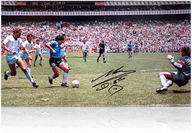 Diego Maradona Signed Argentina Vs. England 'goal (650x665), Png Download