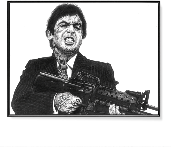 Inked Scarface - Poster - Scarface (600x600), Png Download