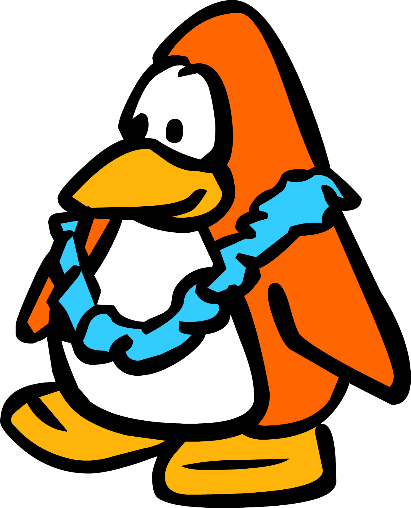 Blue Lei Orange Peng Issue 35 - Club Penguin Blue Penguin (1389x1716), Png Download