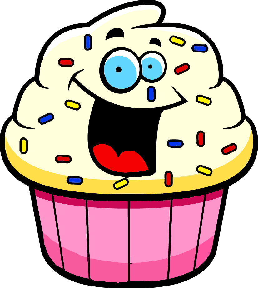 Cartoon Cupcake Clipart - Cartoon Cupcake With Face (826x922), Png Download