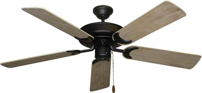 Picture Of Raindance Matte Black With 52" Driftwood - Black Ceiling Fan With Bamboo Blades (800x392), Png Download