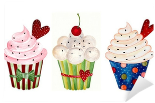 Set Of Cupcake - Clipart Cupcake Watercolor (400x400), Png Download