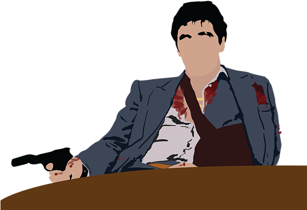 Banner Black And White Library Scarface Drawing Tony - Minimalist Scarface (600x424), Png Download