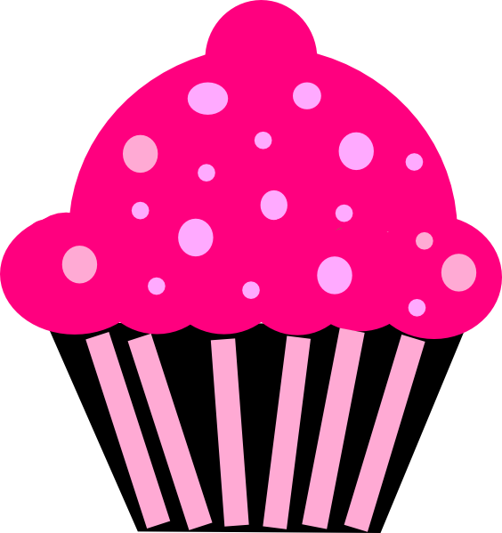 Cupcake Black Clip Art At Clker Com - Pink Cupcake Clip Art (564x599), Png Download