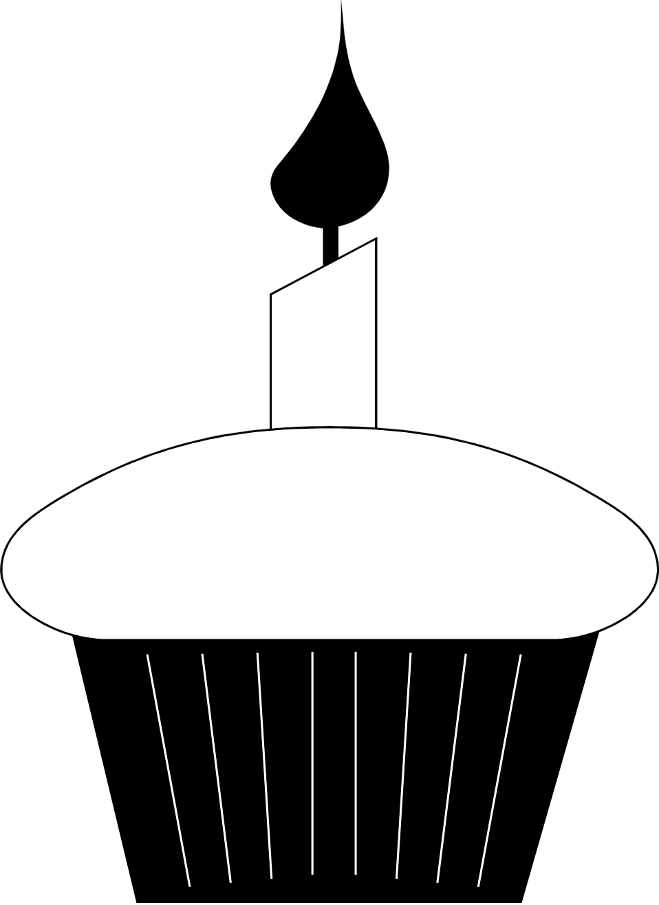 Cupcake Black And White Birthday Cupcake Clip Art Black - Birthday Candle Clipart Black And White (958x1315), Png Download