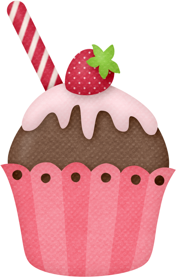 B *✿* Strawberry Kisses - Strawberry Cupcake Clip Art (609x930), Png Download