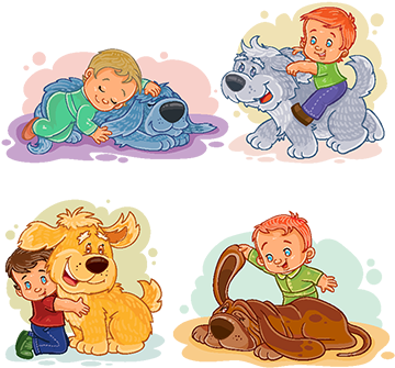 Clip Art Illustrations Of Little Boys And Their Dogs, - Illustration (360x360), Png Download