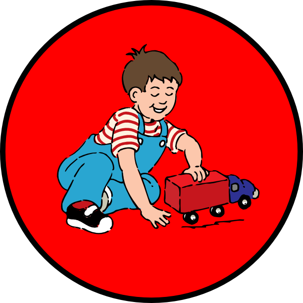 Little Boy Playing With Car In Red Circle Clip Art - Children Playing Clip Art (600x600), Png Download